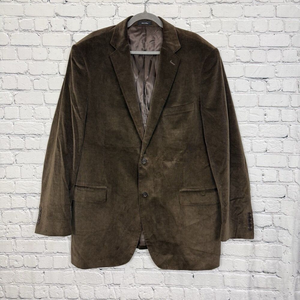 Circola Moda Classico Mens 46L Corduroy Blazer Dark Brown Cotton Sport Coat